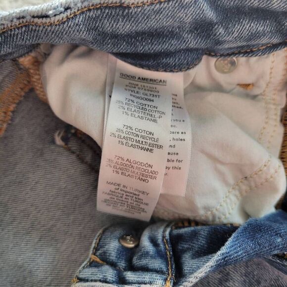 Good American Good Legs Distressed Skinny Jeans Womens 6 / 28 Medium Wash Ripped - Picture 7 of 8